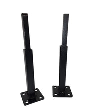 Load image into Gallery viewer, Secure wobbly Rail Posts 7&quot; repair brackets 2 pk on 3&quot; plate Rusted Handrail posts Bracket slips INSIDE rails 1&quot; square hollow post includes Black &amp; hardware!
