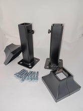 Load image into Gallery viewer, Handrail repair foot KIT w/base covers 6 1/2&quot; high 1&quot; rusted broke leg/post sleeves INSIDE NO Welding needed! Black w/ hardware
