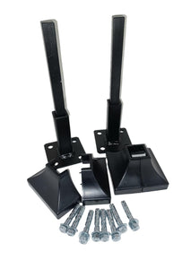 Rusted Stair Railing Repair Kit 4" H on 3" plates for Loose/Broke 1" Handrail posts 2pk No welding slips inside rails 1" square hollow post Black w covers & concrete anchors