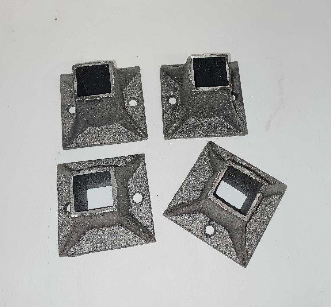 Iron Railing Mounts 4 pk Cast iron stair railing base repair mounts for 1