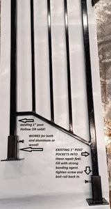 NO WELDING Fix rusty Outdoor 1" Handrail 3 3/4" repair mount for 1" Railing posts -3" base plate Black paint & concrete anchors