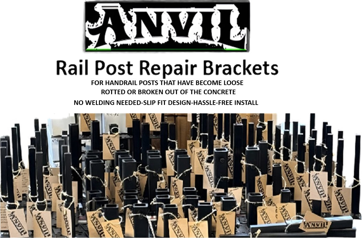 First Fix Rails ANVIL No Welding Broken 2+ Step Railing Post Repair Base 3 3/4