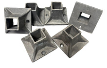 Load image into Gallery viewer, 6 pk Cast iron stair railing base repair mounts for 1&quot; posts banister legs Welding ON use with New or Old railings (Copy)
