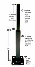 Load image into Gallery viewer, REPAIR Broke Handrail posts 8&quot; Rail Repair Base No welding slips inside rails 1&quot; square hollow post Black Paint
