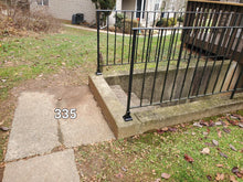 Load image into Gallery viewer, Handrail REPAIR Metal Base foot 4&quot; H. 1&quot; post SLIPS INSIDE NO Welding needed! Black with set screw.
