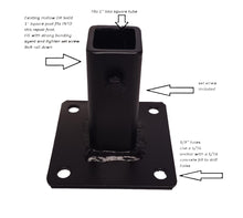 Load image into Gallery viewer, Handrail repair foot KIT w/base covers 6 1/2&quot; high 1&quot; rusted broke leg/post sleeves INSIDE NO Welding needed! Black w/ hardware
