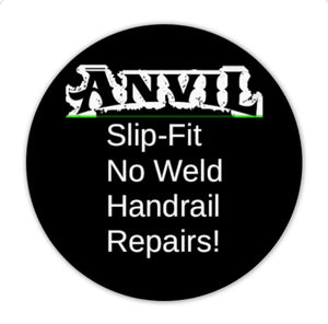 Rusted Stair Railing Repair Kit 4" H on 3" plates for Loose/Broke 1" Handrail posts 2pk No welding slips inside rails 1" square hollow post Black w covers & concrete anchors