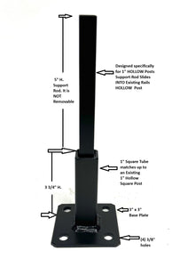 No Welding Needed Repair Rusted Rail Bases 1" Handrail posts Repair Bracket slips inside rails 1" square hollow post 3 3/4" repair height BLACK PAINT