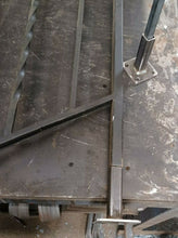 Load image into Gallery viewer, REPAIR BROKEN Rusted Handrail posts Bases No welding slips inside rails 1&quot; hollow post (4)- 6&quot; Repair feet (+2)- 8&quot; on 3&quot; plates  Black w/ hardware!
