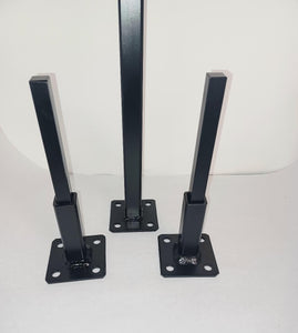 1 36" Square post & 2 Stair railing Repair KIT 4" feet on 3 x 3 plate for Rusted/Broke Handrail posts No welding slips inside rails 1" square hollow post includes covers hardware & painted Black!