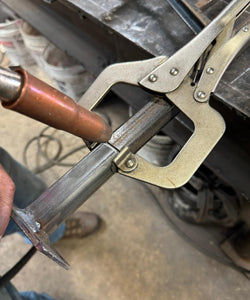Weld on metal outdoor Handrail bracket 10” repair mount -1" rusty Railings Post- broken out of concrete w bolts Black paint