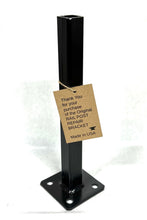 Load image into Gallery viewer, Weld on metal outdoor Handrail bracket 10” repair mount -1&quot; rusty Railings Post- broken out of concrete w bolts Black paint
