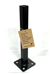 Weld on metal outdoor Handrail bracket 10” repair mount -1" rusty Railings Post- broken out of concrete w bolts Black paint