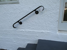 Load image into Gallery viewer, 3&#39; WALL mounted HANDRAILs FOR STAIRCASES 36&quot; CURLED ENDS METAL Railings BLACK 2 - 4 steps
