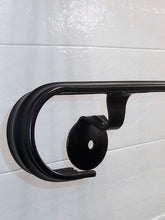 Load image into Gallery viewer, 3&#39; WALL mounted HANDRAILs FOR STAIRCASES 36&quot; CURLED ENDS METAL Railings BLACK 2 - 4 steps
