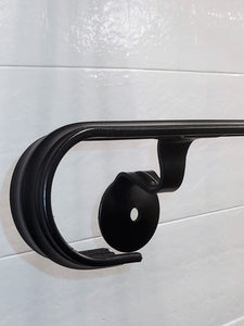 3' WALL mounted HANDRAILs FOR STAIRCASES 36" CURLED ENDS METAL Railings BLACK 2 - 4 steps