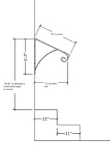 Load image into Gallery viewer, Wrought Iron 22&quot; Hand rail Grab Rail with a curved support Bar Safety Hand Railings
