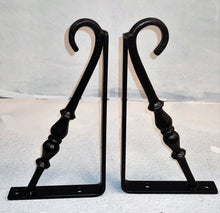 Load image into Gallery viewer, SET OF 2 DECORATIVE FORGED Plant HANGERS WITH CURLED ENDS ELEGANT BRACKETS
