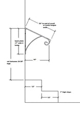 Load image into Gallery viewer, Handrailing Grab bar 22&quot; scroll with a straight support hand forged 1 or 2 steps
