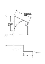 Load image into Gallery viewer, Iron Railing 27&quot; Forged Scroll End Wall mount Great for up to 3 steps Grab Bar support Modern Metal Design
